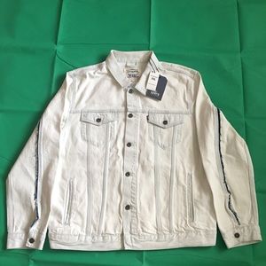 Levi's Made & Crafted White Type 3 Trucker Jacket Size XXL Blue Stripe Type III